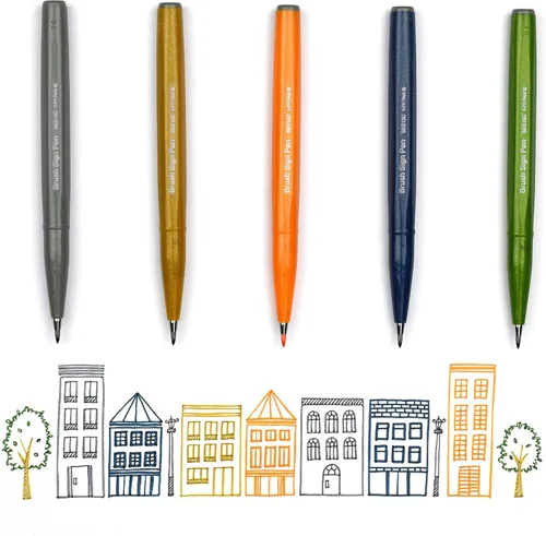 Miniatura 12 de Pentel Arts Sign Pen - Rotulador con punta de pincel, colores surtidos, caja de 12 unidades (SES15C2PC12)