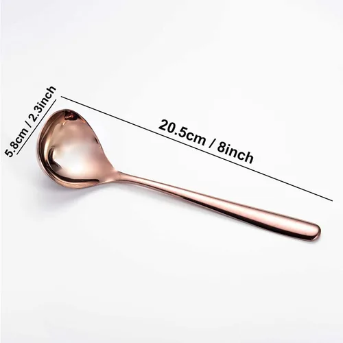 Miniatura 2 de Comicfs Cucharón de sopa, paquete de 4 unidades, acero inoxidable SUS 304 duradero con cuchara de sopa de gran volumen chapada en titanio pulido
