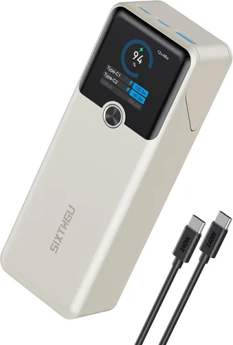 SIXTHGU Banco de energía para laptop, 20000 mAh, cargador portátil de 3 puertos con carga rápida de 140 W, pantalla inteligente, para exteriores,