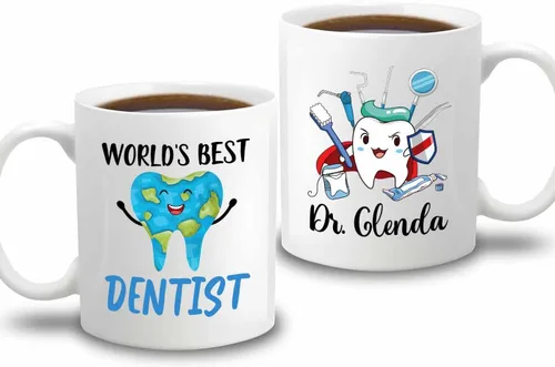 Miniatura 23 de Taza de café blanca personalizada para dentista ortodoncista de 11 onzas, 15 onzas, un dentista verdaderamente genial es difícil de encontrar
