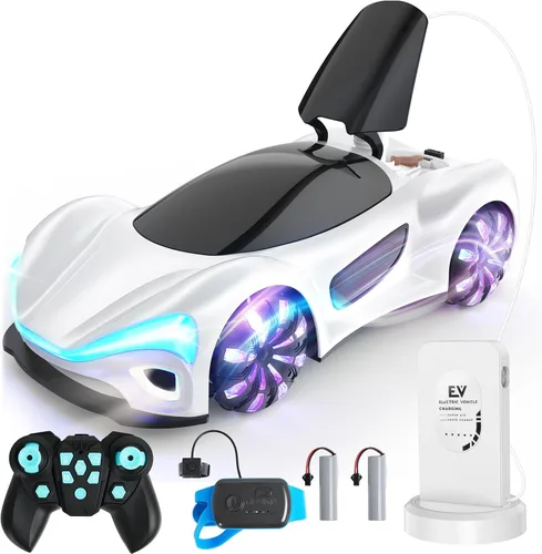 Miniatura 9 de SIMREX Auto de control remoto con detección de gestos con base de carga, juguete de auto de acrobacias a control remoto giratorio de 360°, tiempo