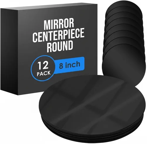 Houseables Mirror Centerpieces for Tables, Round Mirrors for Centerpieces, Mirrored Trays, Round Table Plate Tray, Circle, Glass Charger, Wedding,