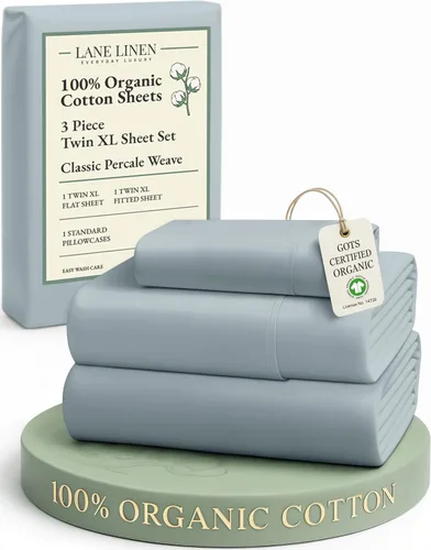 Miniatura 77 de LANE LINEN Sábanas 100% algodón orgánico para cama tamaño King, sábanas de percal suave, transpirables, de lujo, estilo hotelero, lavables a 09