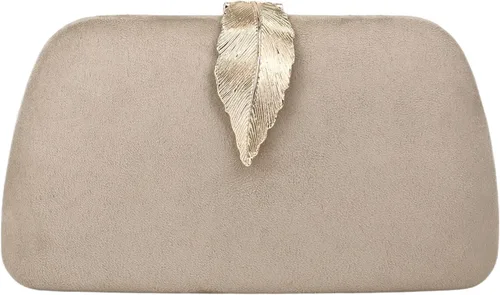 Miniatura 9 de Milisente Bolso de mano para mujer, de ante suave y sólido, bolso de mano de noche, bolso de hombro con cierre de hojas metálicas