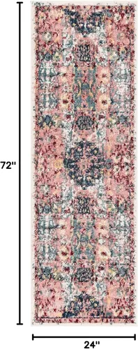 Miniatura 2 de Unique Loom Sumter Collection - Alfombra Aiken (2 x 6 pies, color rosa y azul)
