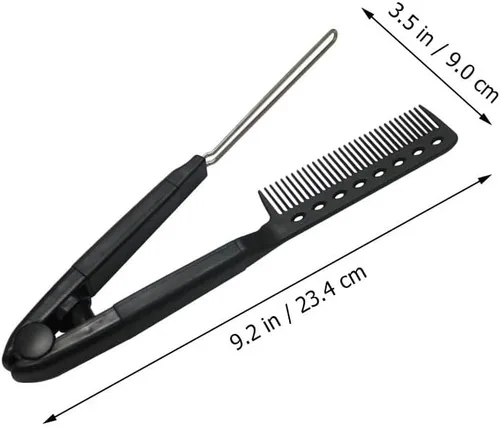 Miniatura 6 de FRCOLOR Juego de 2 cepillos para alisar el cabello, peine en forma de V, herramienta de hierro plano compacto para salón y cuidado del cabello