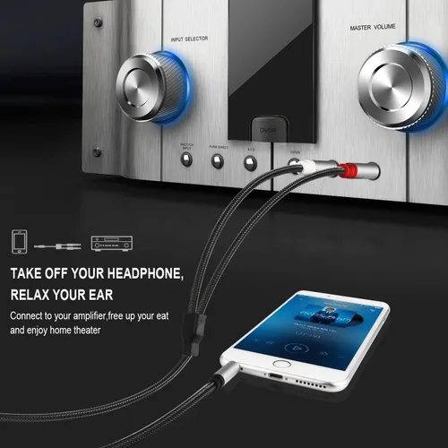 Miniatura 5 de DIGITNOW - Cable divisor en Y estéreo TRS de 3.5mm 1/8" a dual TS mono de 6.35mm 1/4" para smartphone, computadora, reproductor de CD, altavoces