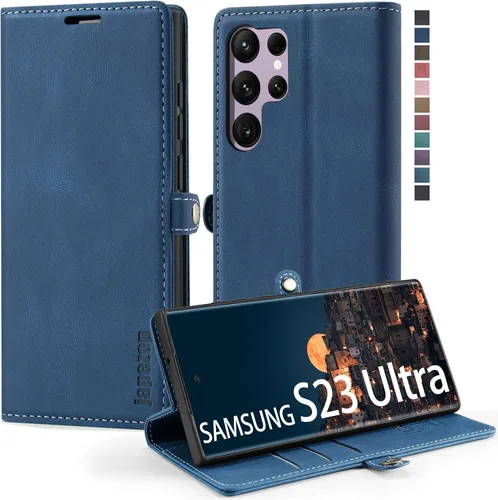 Miniatura 26 de Funda para Samsung Galaxy S23 5G, funda tipo cartera para Samsung Galaxy S23 5G con bloqueo RFID, tarjetero y función atril magnético, funda