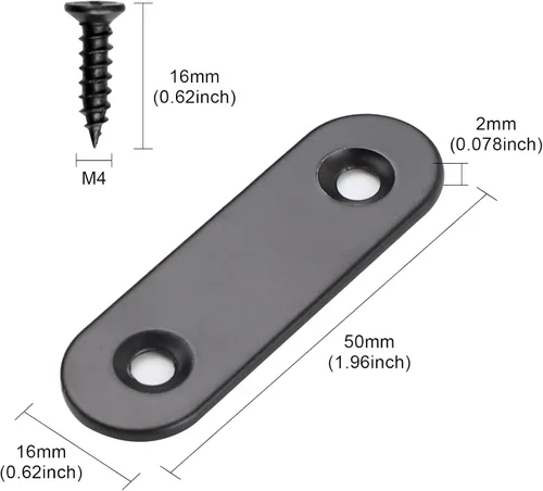 Miniatura 5 de Paquete de 30 placas de esquina planas de metal para unir placas de unión de metal, soporte de reparación con tornillos de fijación