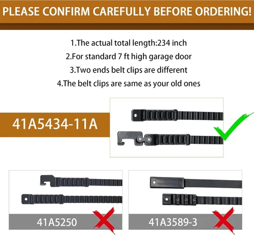 Miniatura 2 de Correa de transmisión 41A5434-11,234'' Correa para abridores de puerta de garaje 41A5434-11A para puerta de 7 pies, Correa Liftmaster Formula 1
