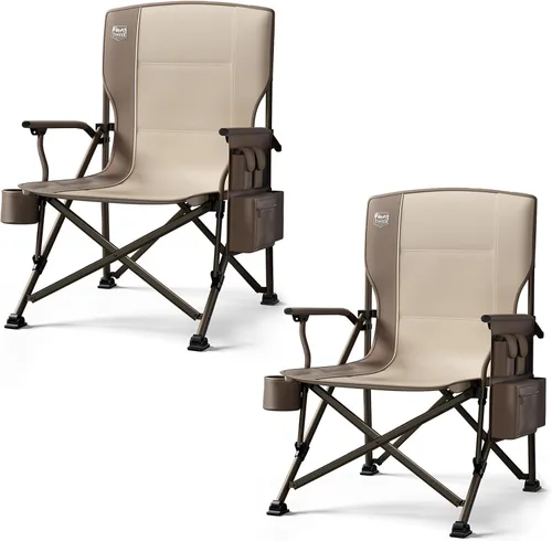 Miniatura 17 de TIMBER RIDGE Silla de Campamento Plegable de Gran Tamaño con Respaldo Alto, Resistente para Adultos, Soporta hasta 500 libras con Portavasos, Bolsa