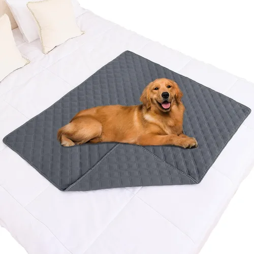 Miniatura 162 de Smiry Funda impermeable para cama de mascota, suave y lavable, para muebles, cama, sofá, reversible, a cuadros (30 x 53 pulgadas, color beige/beige)