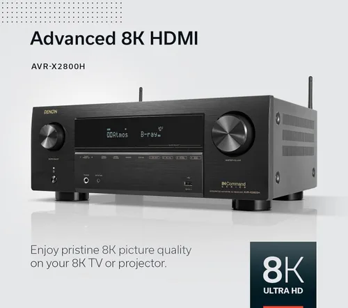 Miniatura 2 de Denon AVR-X2800H Receptor Estéreo de 7.2 Canales - AVR de Cine en Casa 8K UHD (95W X 7), Transmisión Inalámbrica a través de HEOS Integrado, Wi-Fi