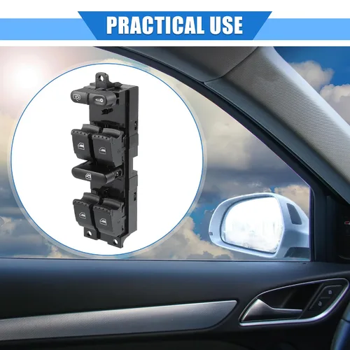 Miniatura 2 de Interruptor de control de ventana de coche compatible con Skoda Octavia I 1U5 Estate 1996-2010, plástico duradero negro delantero derecho