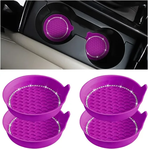 Miniatura 9 de XINLIYA 4 Piezas Posavasos Brillantes para Portavasos de Auto, Posavasos Universales con Inserto de Cristal con Diamantes de Imitación