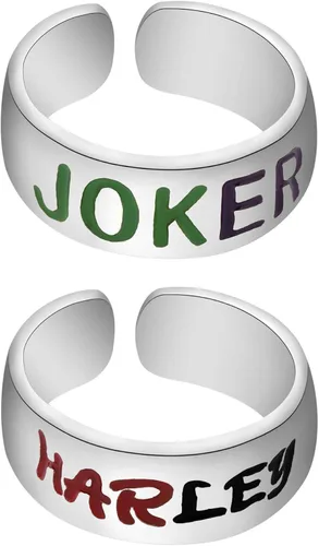 FAADBUK Joker Harlery Quinn Anillo de amistad para pareja, novio, novia, regalo para mejor amiga, regalo de Harley Quinn y Joker Lover