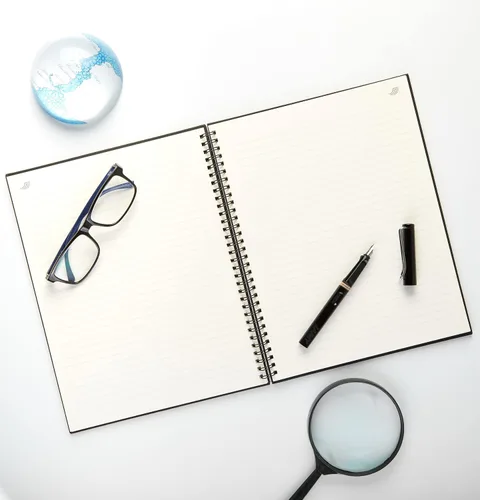 Miniatura 7 de Selarde - Cuaderno multiusos, tapa dura, 80 hojas/160 páginas con línea divisora de página media, papel de 8.5 x 11 pulgadas, 3.17 oz/m², Negro