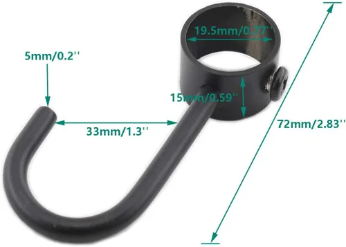 Miniatura 2 de Paquete de 5 ganchos de acero inoxidable para barra de armario, ganchos negros resistentes para colgar ollas, sartenes, tazas, toallas, guantes