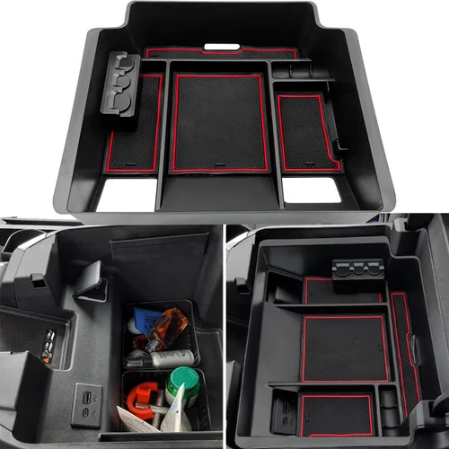 Organizador de Bandeja de Consola Central se adapta a Accesorios para GMC Sierra/Chevy Silverado 1500 2022-2025, Silverado/Sierra 2500HD 3500HD Rojo