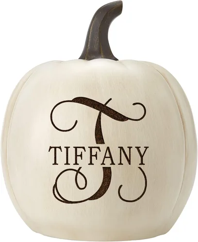 Miniatura 15 de Let's Make Memories - Calabaza personalizable con luz y apellido familiar e inicial para decoración otoñal de Halloween, para interiores y Crema