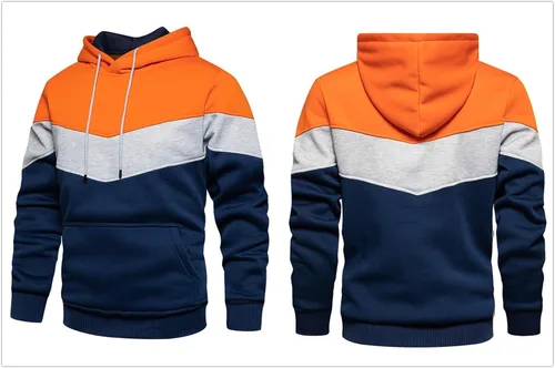 Miniatura 4 de Sudadera con manga larga estilo raglán en contraste, con forro polar, con capucha y bolsillo tipo canguro, para hombre