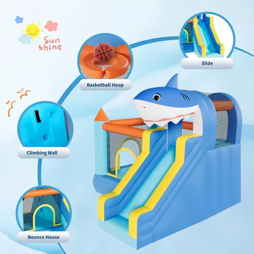 Miniatura 3 de Garvee Castillo inflable de rebote para niños, gorila de salto con soplador de aire y tobogán, castillo animoso para patio trasero familiar