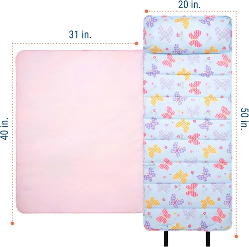 Miniatura 5 de Wildkin Alfombrilla para Siesta Infantil Original – Cómoda Alfombrilla para Dormir con Almohada, Ideal para Escuela y Viajes Jardín de mariposas