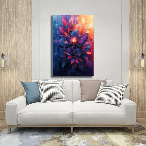 Miniatura 5 de Cyberpunk Inspired Retro Nature Abstract Print – Neon Purple & Sapphire Blue – Unique Modern Wall Art Canvas Poster Wall Art Decor Print Picture Sin