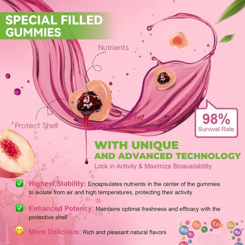 Miniatura 6 de Totaria Gomitas multivitamínicas sin azúcar para mujeres mayores de 14 años con hierro, inositol, folato, biotina, gomitas multivitamínicas diarias