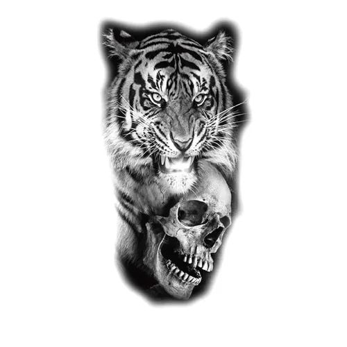 Miniatura 6 de Tatuajes temporales de Halloween, tatuajes temporales de 4 hojas de calavera de manga completa y 4 hojas de calcomanías de tatuaje de medio brazo