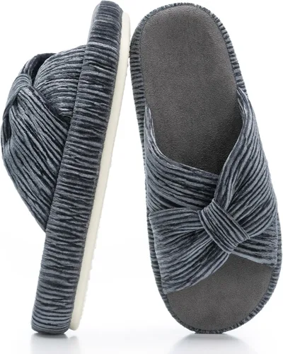 Miniatura 24 de Chantomoo - Pantuflas para mujer de espuma viscoelástica para la casa con cordón, lazo y tiras cruzadas, zapatos de cama cómodos y de moda