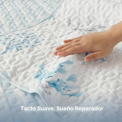Miniatura 3 de Bedsure Colcha costera tamaño Queen – Ropa de cama reversible de verano y playa, colcha ligera de microfibra, colcha azul y blanca para todas