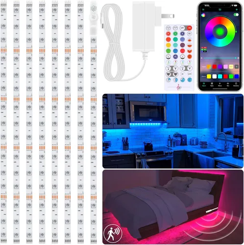 Miniatura 10 de maylit Kit de 6 piezas de iluminación RGB para debajo del gabinete, tira de luces LED con aplicación y control remoto, sincronización de música