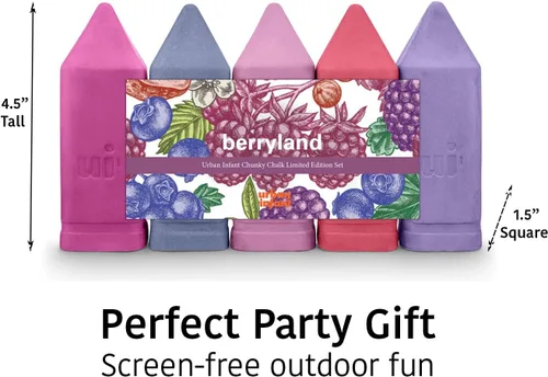 Miniatura 2 de Urban Infant Tiza para acera no tóxica para niños pequeños y niños, tiza gigante lavable para exteriores, Berry Land