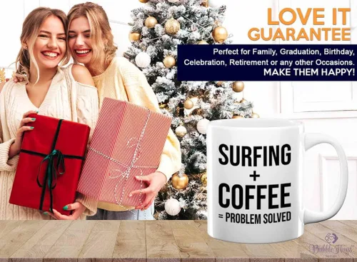 Miniatura 6 de Adventure - Taza de café de 11 onzas, color blanco, para surfear, tablas de surf, surf, playa, verano, playa, adolescente, amistad