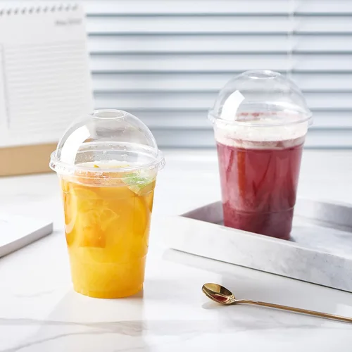 Miniatura 5 de 100 juegos de vasos de plástico con tapas de cúpula y ranura para pajita, PET transparente, desechables, sin BPA, para fiesta, bebidas heladas