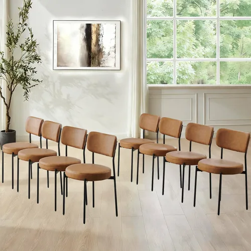 Miniatura 35 de Juego de 2 sillas de comedor negras Stabrech, sillas de comedor con respaldo curvo, sillas de comedor modernas de bouclé tapizadas para la sala