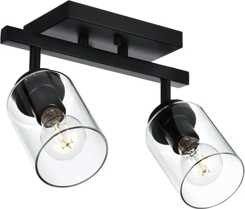 Miniatura 7 de Lámpara de tocador de 4 luces con pantalla de vidrio transparente, multidireccional, giratoria, de metal, con cabezales de riel ajustables