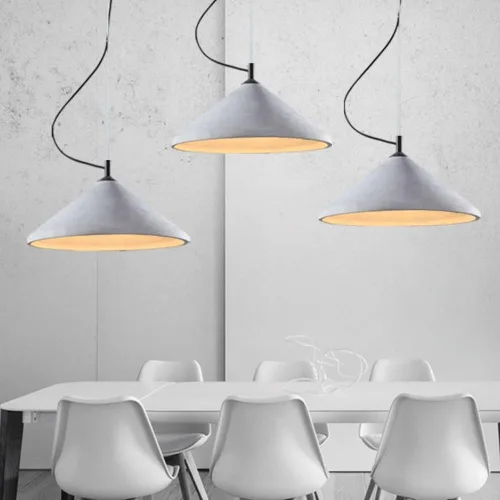 Miniatura 2 de Luces colgantes de hormigón de estilo industrial moderno, lámpara colgante cónica japonesa Wabi-Sabi gris, lámpara colgante cónica de cúpula
