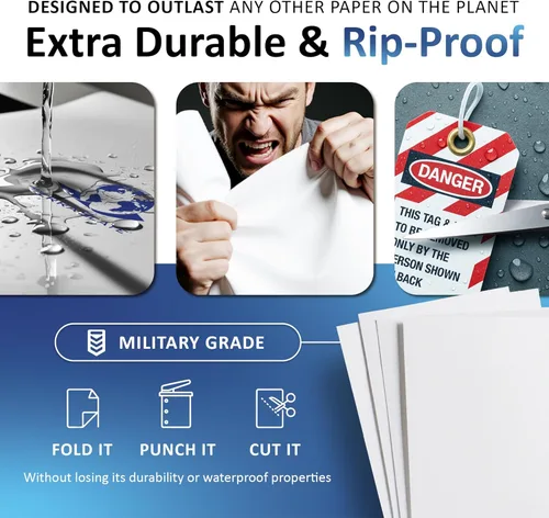 Miniatura 3 de TerraSlate Papel Impermeable, 5 MIL 8.5" x 11", Compatible con Impresora Láser y Máquina Copiadora, Papel de Copia Duradero y Resistente a