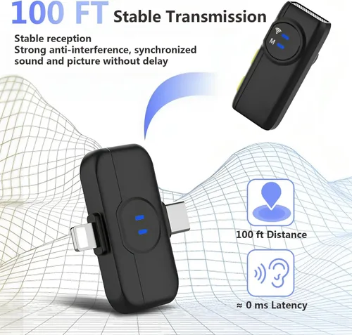 Miniatura 4 de MAYBESTA Micrófono Lavalier inalámbrico para iPhone y teléfono Android, micrófono de solapa Bluetooth para grabación de video con estuche de carga