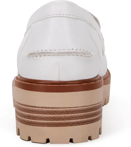 Miniatura 5 de VETASTE Mocasines clásicos de tacón grueso con plataforma y suela de lengüeta para mujer, con puntera redonda, zapatos Oxford con cadena de metal