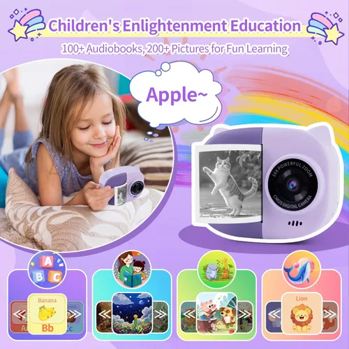 Miniatura 3 de Cámara de Impresión Instantánea Rongta para Niños, Impresora Foto Portátil para Regalos de Cumpleaños, Juguetes para Niños, Cámara Digital Infantil