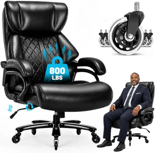 Sillas ejecutivas de 800 libras, sillas de escritorio ejecutivas con soporte lumbar ajustable, silla de oficina para personas pesadas, silla de