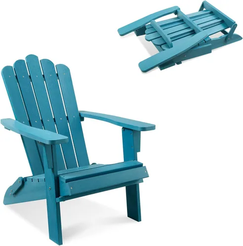 Miniatura 13 de Juego de 2 sillas Adirondack apilables, duraderas, resistentes a la intemperie, asientos de patio al aire libre, sillas de madera de polietileno