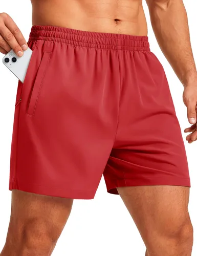 Miniatura 9 de MAGCOMSEN Pantalones cortos deportivos para hombre, 5 pulgadas, ligeros, para baloncesto, correr, entrenamiento, con bolsillos con cremallera