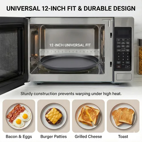 Miniatura 6 de MACONEE Sartén Crisper Universal para Microondas de 12 pulgadas/Utensilios de Cocina para Microondas Plato Crujiente Sartén, Cocina para Microondas