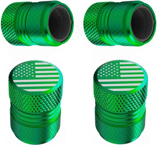 Tapas de Vástago de Válvula de Neumático - Paquete de 4, Anticorrosión, Aleación Anodizada Premium, Tapas de Válvula de Aire para Neumático con Verde