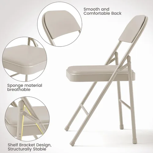Miniatura 8 de GarveeHome Paquete de 2 sillas plegables con cojines acolchados, silla plegable acolchada con capacidad para hasta 350 libras, silla plegable