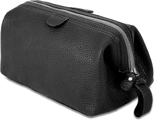 KomalC Bolsa de aseo premium de cuero de búfalo para hombres y mujeres con forro resistente al agua, neceser de viaje unisex para artículos de aseo,